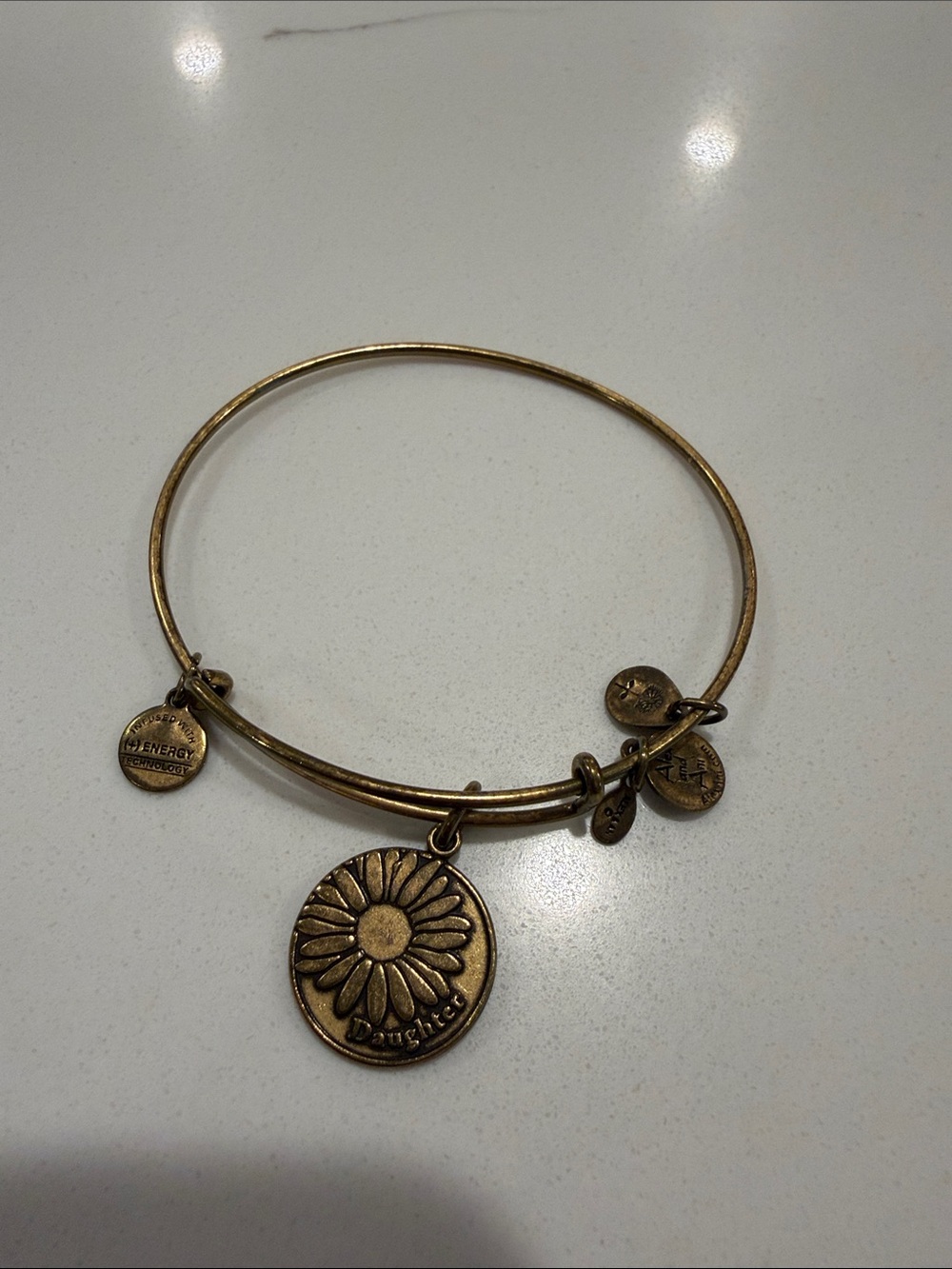 Alex and Ani Gold Daisy 'Daughter' Charm Bangle